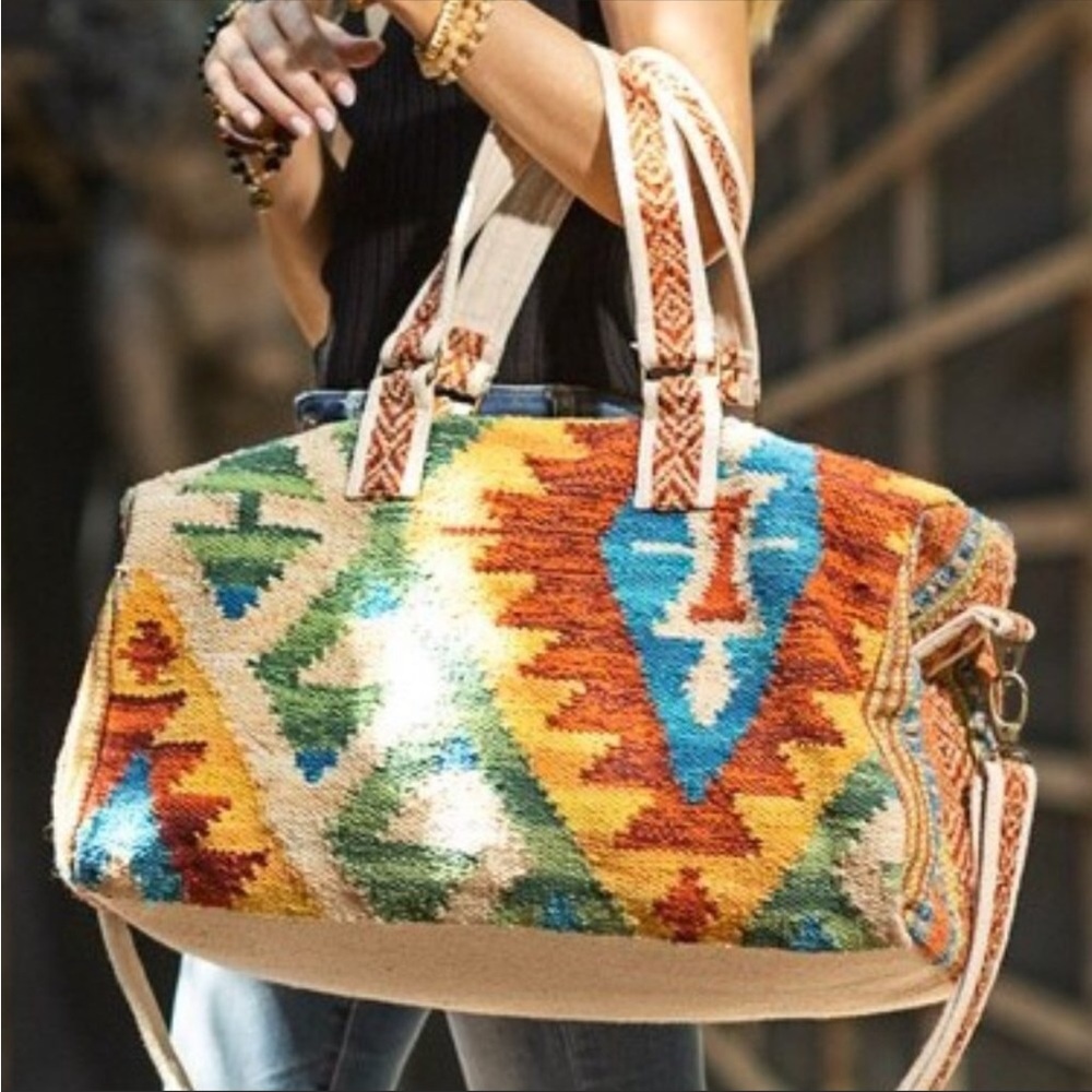 #26 NEW! Aztec Woven Tribal Bohemian Duffle Bag Weekender Travel Bag - Picture 2 of 8